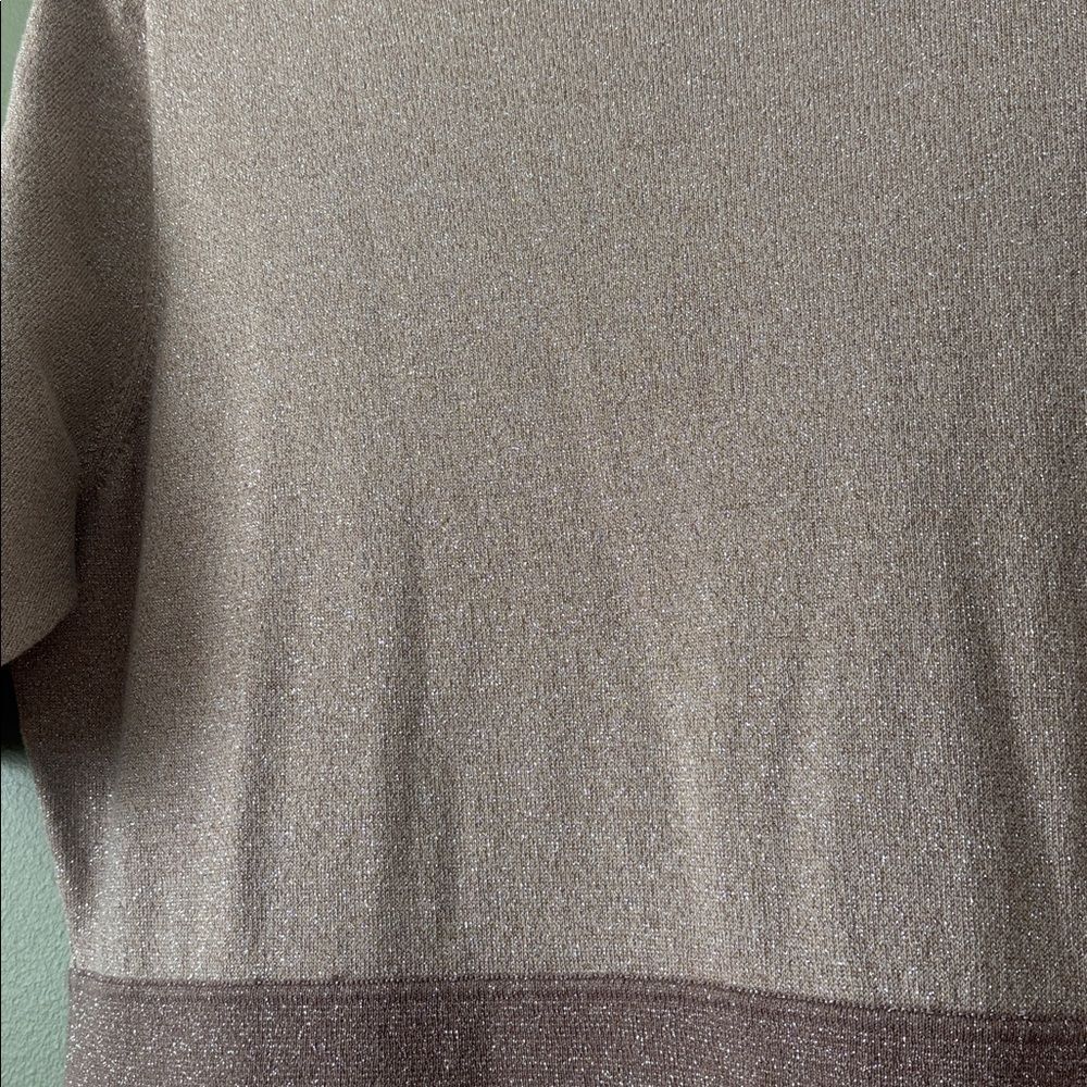 Boden Milano Shimmer Knit Tan Sparkle Short Sleeve Fit Flare Midi Dress Sz 16L - Picture 6 of 9